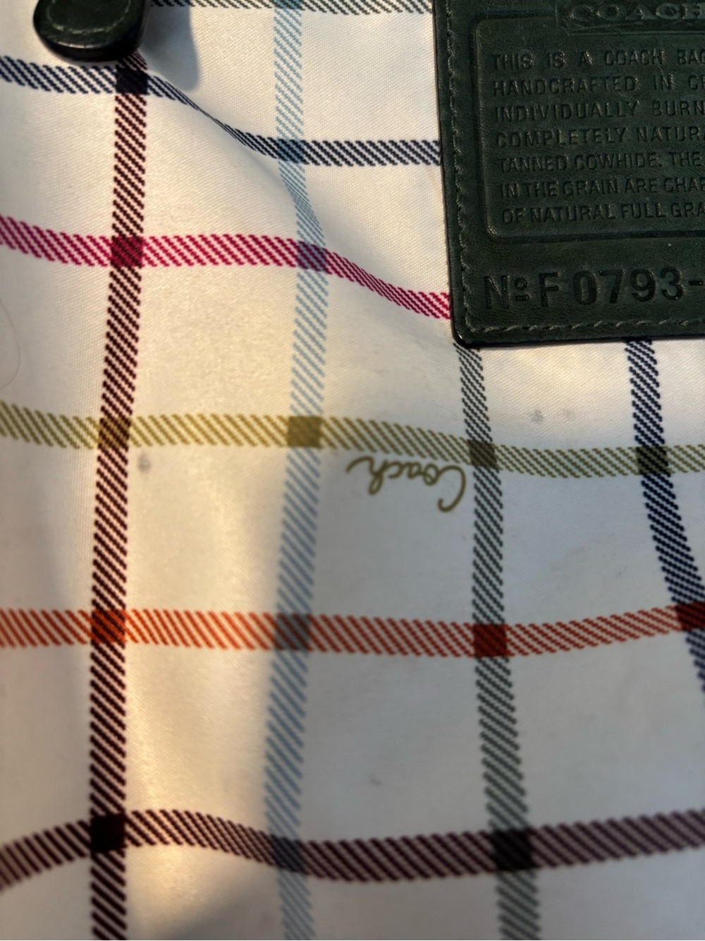 Coach Bag XL Bleecker Tattersall Duffle Sac Bottle Green Style 11423 - Picture 10 of 16
